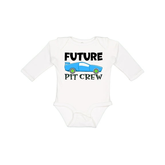 Inktastic Future Pit Crew Blue Race Car Boys or Girls Long Sleeve Baby Bodysuit