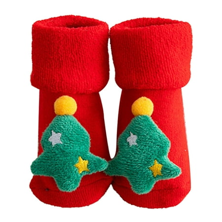 

1 Pair Christmas Baby Socks New Year Infants Children Toddler Anti-skid Sock Soft Comfortable Breathable Warm for Boys