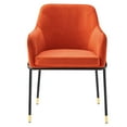 thumbnail image 6 of Side Dining Chair, Orange Black, Velvet, Modern Contemporary, Mid Century Kitchen Room Cafe Bistro Restaurant Hospitality, 6 of 7