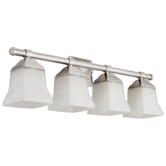 Sunlite Modern Vanity Light Fixture, Square Bell-Shaped Frosted Glass Shade, Medium Base (E26) Socket, Standard A19 (100W Max), Brushed Nickel
