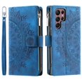 thumbnail image 4 of Dteck for Samsung Galaxy S23 Ultra Wallet case,Crossbody Shoulder Strap PU Leather Pattern Embossed Purse Kickstand Flip Cover Card Holders Hand Strap Lanyard Neck Strap Case, Blue, 4 of 8
