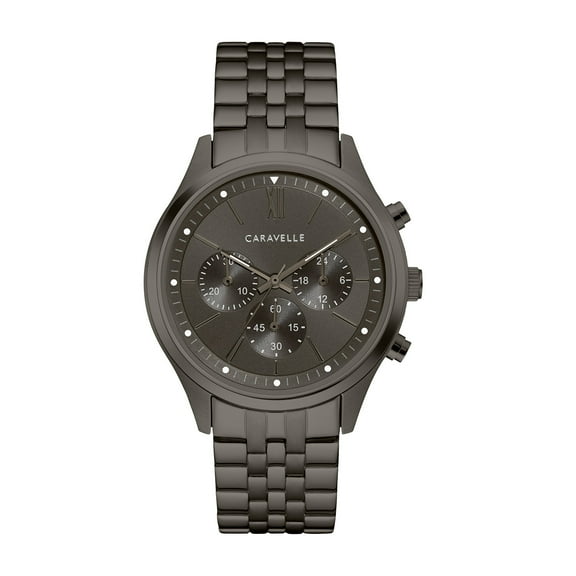 Caravelle Designed By Bulova Men's Chronograph 41mm Gunmetal Stainless Steel Bracelet Sport Watch