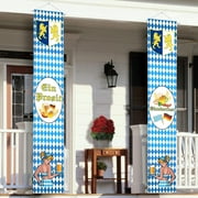Oktoberfest Decorative Banner, Beer Festival Decoration Set, Bavarian Oktoberfest Flags Porch Sign Welcome Banner for Oktoberfest Party Indoor Outdoor Hanging Decoration