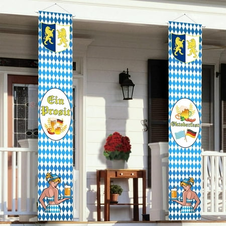 Oktoberfest Decorative Banner, Beer Festival Decoration Set, Bavarian Oktoberfest Flags Porch Sign Welcome Banner for Oktoberfest Party Indoor Outdoor Hanging Decoration