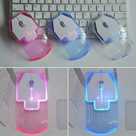 Deyuer Creative Ultra-thin Transparent 2.4GHz Wireless Optical Luminous Mouse for PC Laptop
