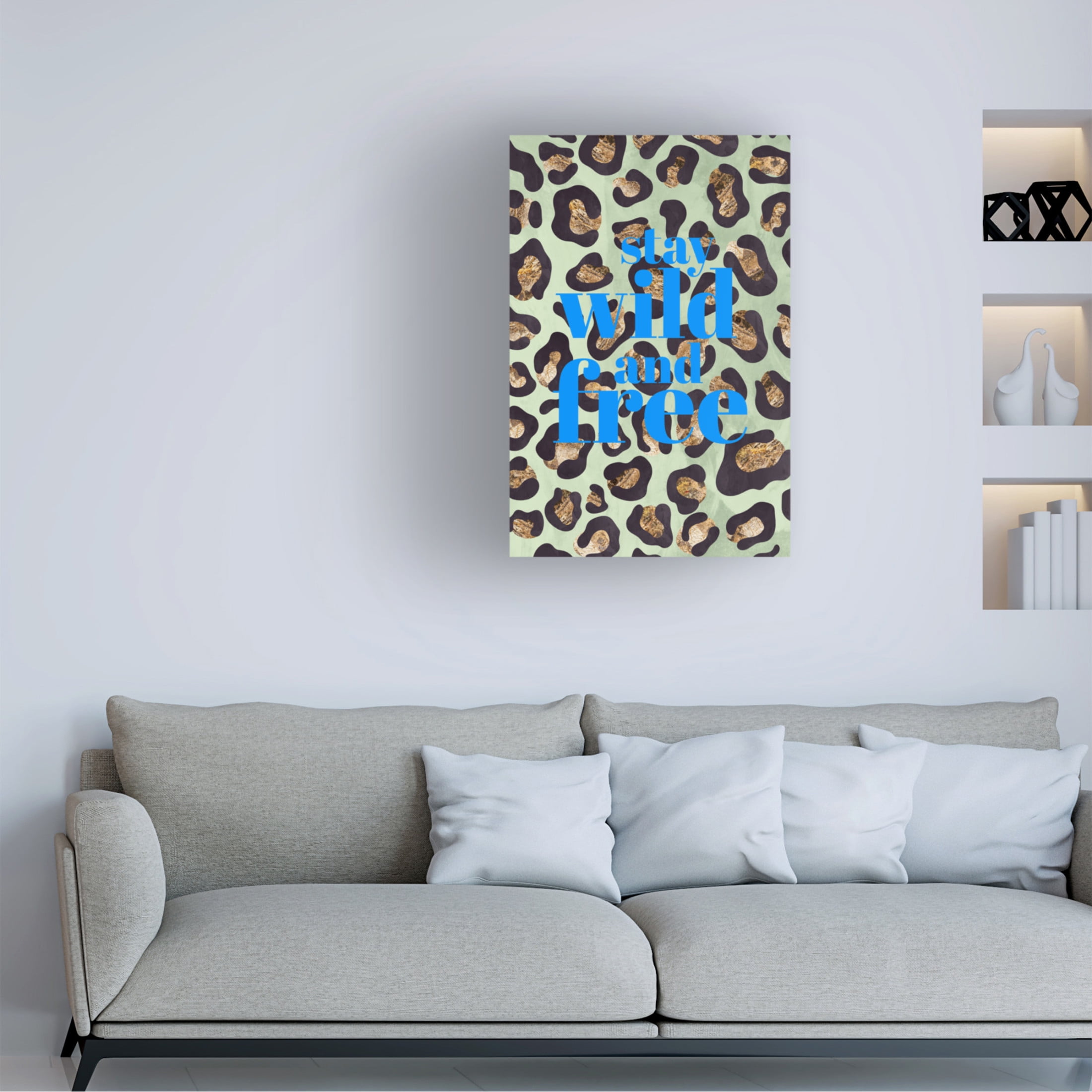 Trademark Fine Art Sarah Manovski Wild and free leopard print typography Canvas Wall Art