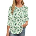 thumbnail image 3 of Dasayo Boho Womens Tops 3/4 Sleeve Summer Tropical Smocked Blouses Women's Blouses L, 3 of 7