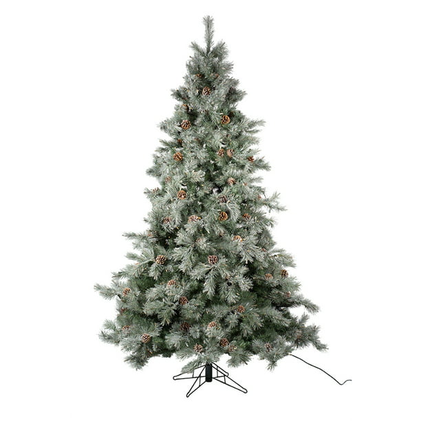 7.5' Pre-Lit Frosted Pine Cone Artificial Christmas Tree ...