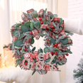 thumbnail image 2 of Adeeing Corona de Navidad para puerta de entrada, corona de puerta de Navidad con cinta roja y verde, adornos de bola roja para puerta, ventana, manto, decoración navideña para interiores y, 2 of 4