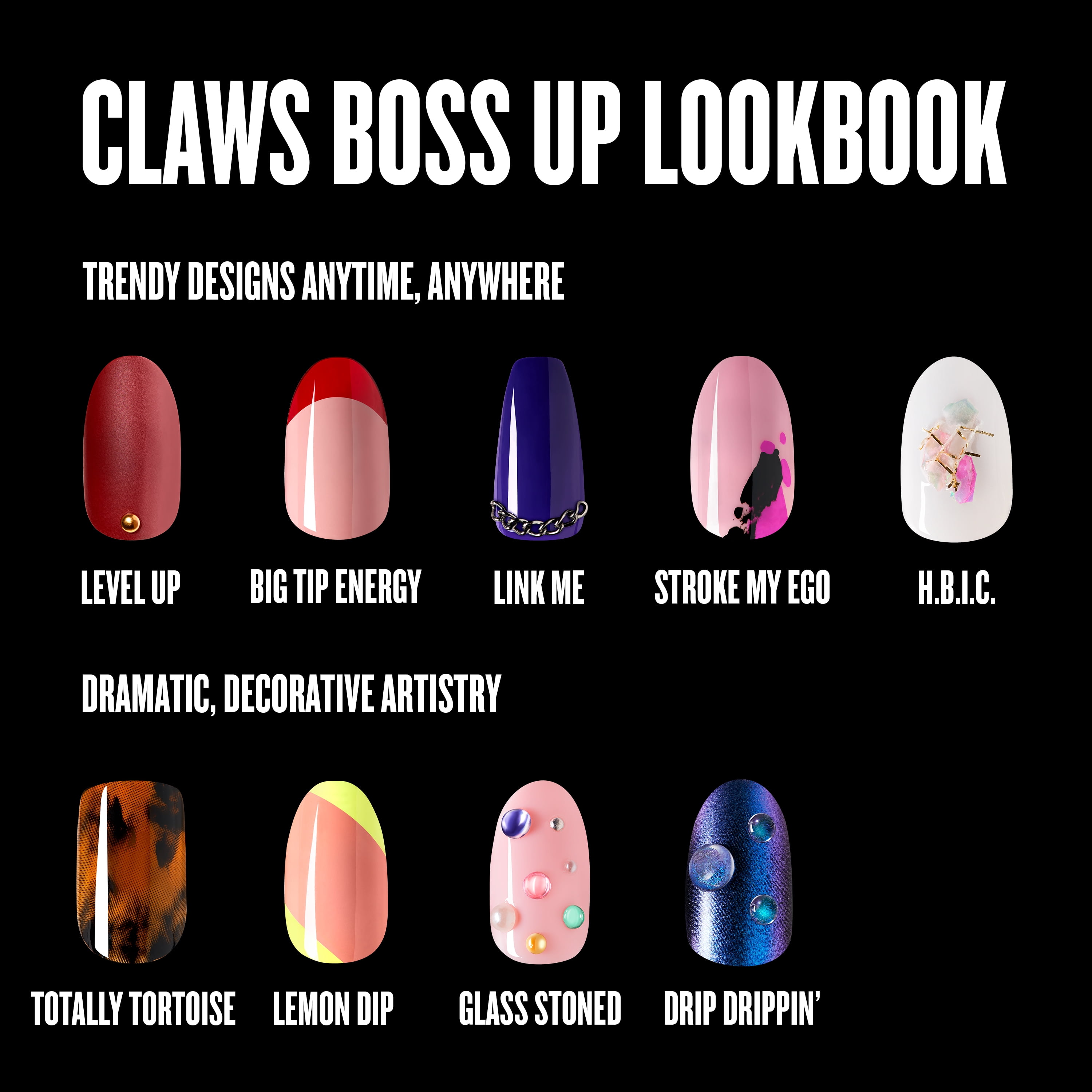 Sinful Colors Boss Up Claws, Press On Nails with Trendy Nail Art Designs, Stroke My Ego