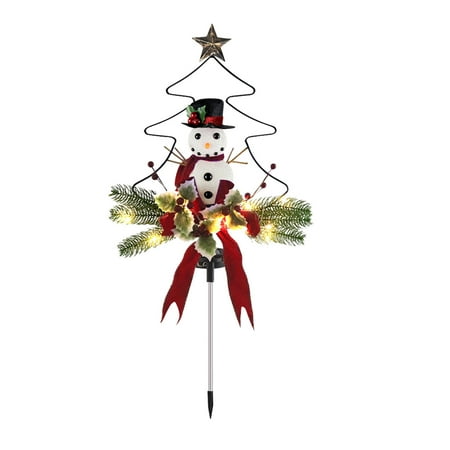 

LED Hardware Christmas Tree Snowman Ground Plug Light Outdoor Courtyard Garden Solar Ground Plug Light Clearance items