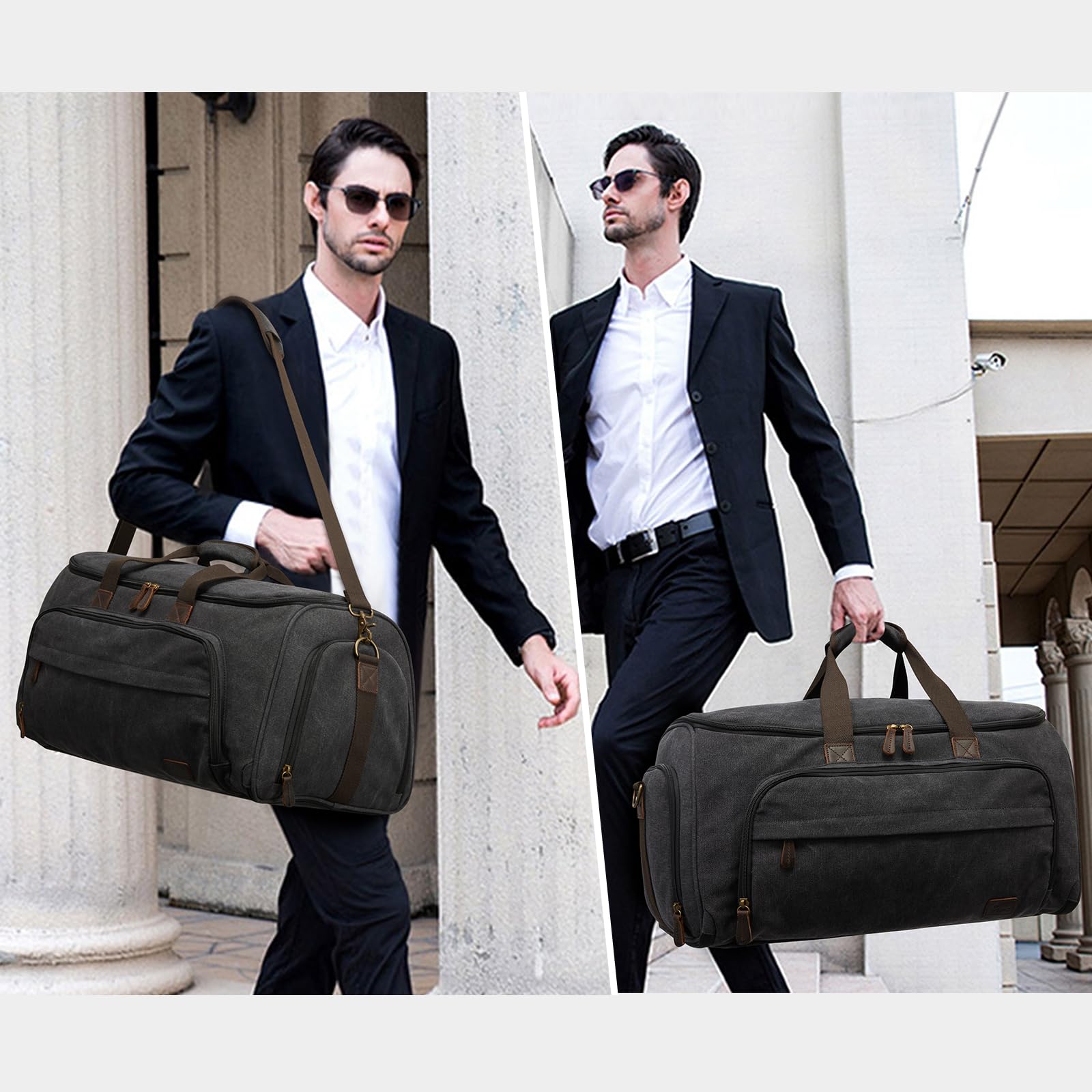 S-ZONE Carry On Garment Bag for Travel, 2 in 1 Convertible Garment Duffle Bag with Toiletry Bag, Hanging Suitcase for Men and Women, 50L