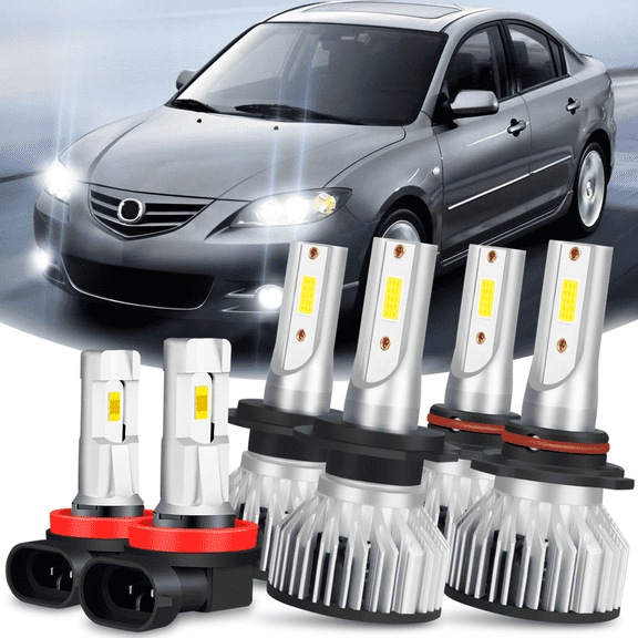 For Mazda 3 2004 2005 2006 Combo White LED Headlight High-Low Fog Light Bulbs 6x