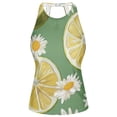 thumbnail image 3 of Women's Printed Tankini Top - High Elasticity Slim-Fit Swimsuit with Removable Straps & Cups, Perfect for Beach & Pool Parties，Lemon-patterned, 3 of 7