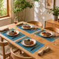 thumbnail image 4 of Unique Bargains 2 Pcs Rectangular Bamboo-like Texture Placemat Blue, 4 of 5
