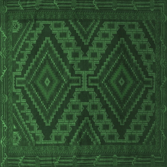 Ahgly Company Indoor Square Persian Emerald Green Traditional Area Rugs, 6' Square