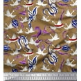 thumbnail image 1 of Soimoi Rayon Fabric Floral & Flying Swan Bird Fabric Prints by Yard 56 Inch Wide, 1 of 1