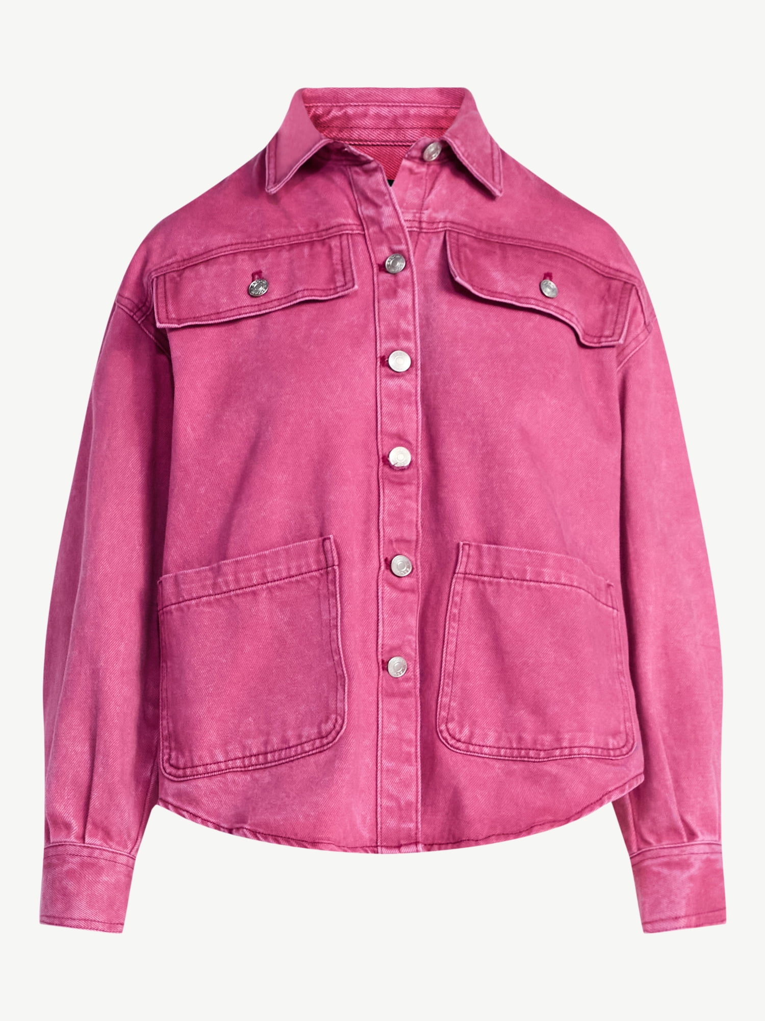 Scoop Women’s and Women’s Plus Oversized Cotton Denim Shacket, Midweight, Sizes XS-4X