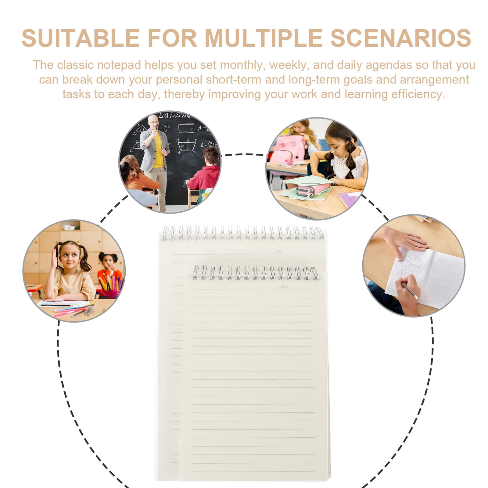 Worgeous 4-Pack Small Spiral Notebook Set for Office, Students, Journaling, Study Notes, and Daily Writing
