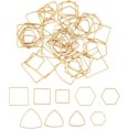 thumbnail image 1 of 54 piezas de anillos de unión de acero inoxidable en 3 estilos y 3 tamaños: conectores triangulares, cuadrados y con marcos. Abalorios dorados para joyería femenina., 1 of 8