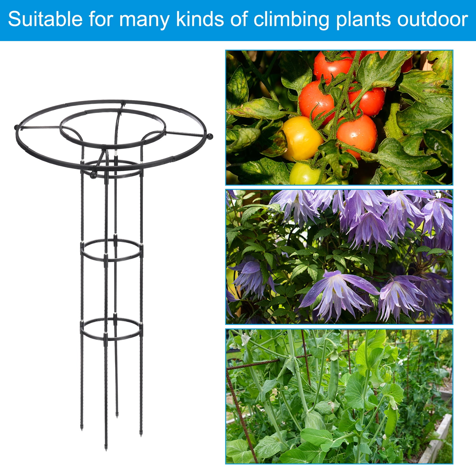 Garden Trellis for Climbing Plants Outdoor, 120cm Metal Umbrella Plant Trellis for Vine Flower Support,Black