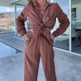 thumbnail image 3 of 2-Piece Paneled Fashion Lapel Long Sleeve Shirt With Long Pants Suit For Women, 3 of 8