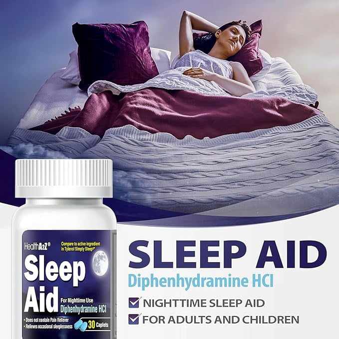HealthA2Z® Sleep Aid | Diphenhydramine HCl 25mg | 24 Pack of 30 Caplets Each | Regular Strength Sleeping Pills | Value Pack | 720 Caplets Total