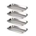 thumbnail image 1 of Guardurnaity 4 bandejas plateadas para instrumentos médicos de acero inoxidable y bandeja para servir de acero inoxidable fácil de transportar cuidado de los oídos, 1 of 6