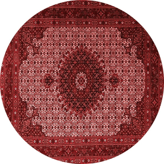 Ahgly Company Indoor Round Medallion Red Traditional Area Rugs, 7' Round