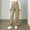 thumbnail image 2 of Lightweight Hiking Pants for Women Quick Dry Elastic High Waist Straight Casual Pants with Zipper Pockets for Safari Camping, 2 of 7