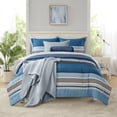 thumbnail image 5 of Mainstays 7-Piece Reversible Bed-in-a-Bag Set, Full, Blue Stripe, 5 of 13