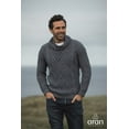 thumbnail image 4 of Aran Merino Wool Collared Irish Sweater Men's Knitted Pullover with Drawcords Made in Ireland, 4 of 7