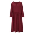 thumbnail image 4 of Gspmoly Robe Femme, Robe Décontractée à Manches Courtes avec Poche en Coton et Lin Uni pour Femmes, Col Rond, Printemps et Été, Robes Formelles pour Femmes jusqu'à 60 % de Rabais, 4 of 7