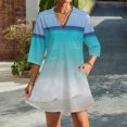 thumbnail image 2 of Tropical Beach Waves Womens Dress With Pockets Summer V Neck 3/4 Sleeve Dress Plus Size Loose Dress, 2 of 7
