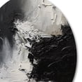 thumbnail image 3 of Designart "Delicate Brushstrokes Black and White II" Abstract Marble Metal Round Wall Decor, 3 of 5
