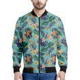 thumbnail image 3 of Chaqueta con estampado de flores hawaianas para hombre, sudaderas con estampado 3D de plantas coloridas, mangas largas, abrigos con cremallera para primavera y otoño, 3 of 5