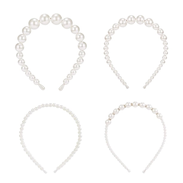 KAKOWELY 4 diademas de perlas para novia, accesorios para el cabello de boda para mujeres y niñas.