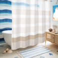 thumbnail image 5 of No Hook Shower Curtain, Brown Stripe Shower Curtains for Bathroom with See Through Top Window, Modern Rustic Horizontal Brown Striped Waterproof & Washable Bath Curtain Long 72"x78", 5 of 9