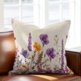 thumbnail image 2 of Purple Poppy Throw Pillow Cover Lavender Gold Daisy Watercolor Floral Linen Cotton Linen Cushion Cover Throw Pillow Case with Invisible Zipper for Couch Sofa Bed Chair Car 16x16 Inch, 2 of 14