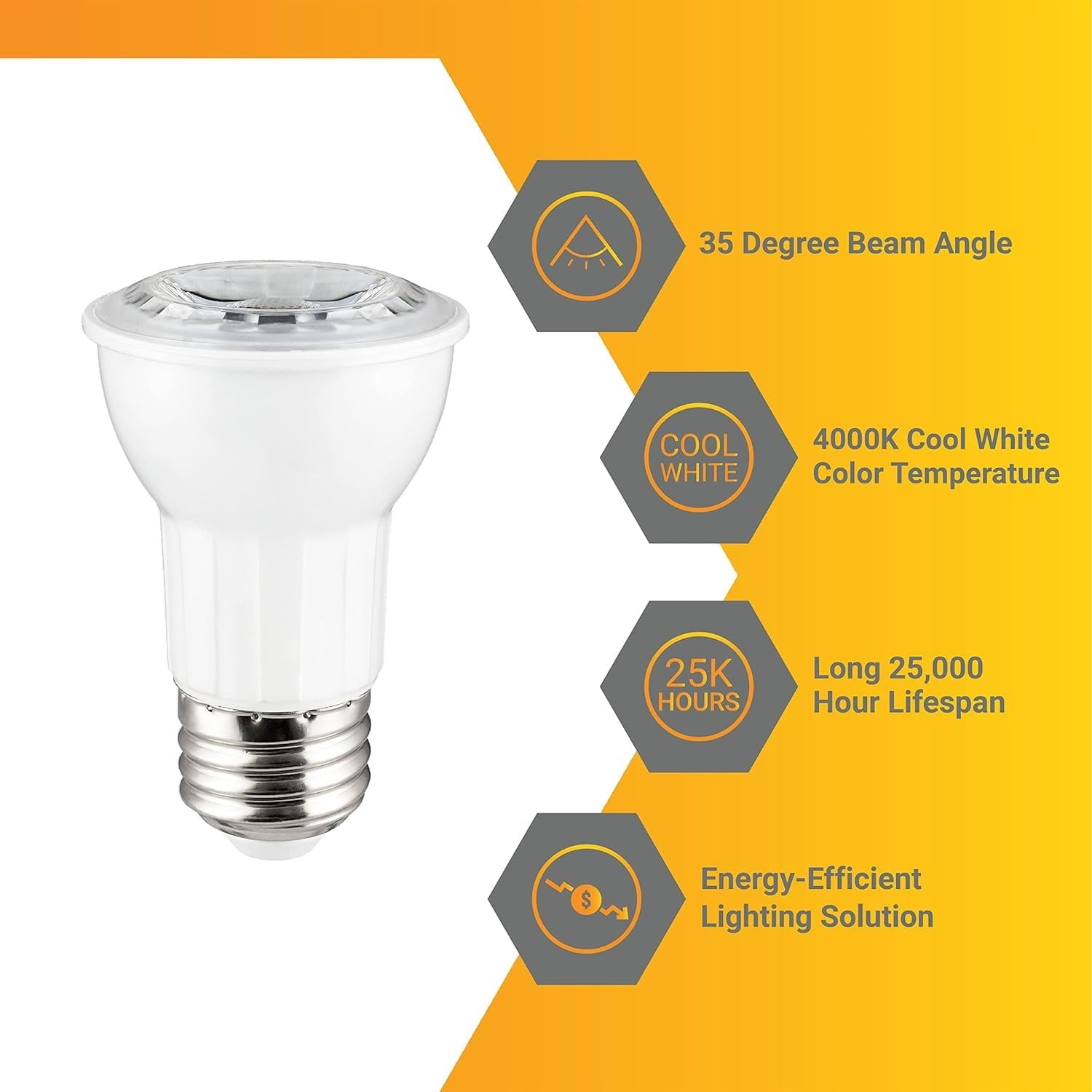 Diodesy- Pack of 4 PAR16/LED/6W/940 PAR16 LED Reflector Light Bulb, 6W (50-Watt Equivalent), 4000K Cool White, E26 Dimmable Bulb for Flood Light, Spot Light, Range Hood Light, Enclosed Fixture Rated