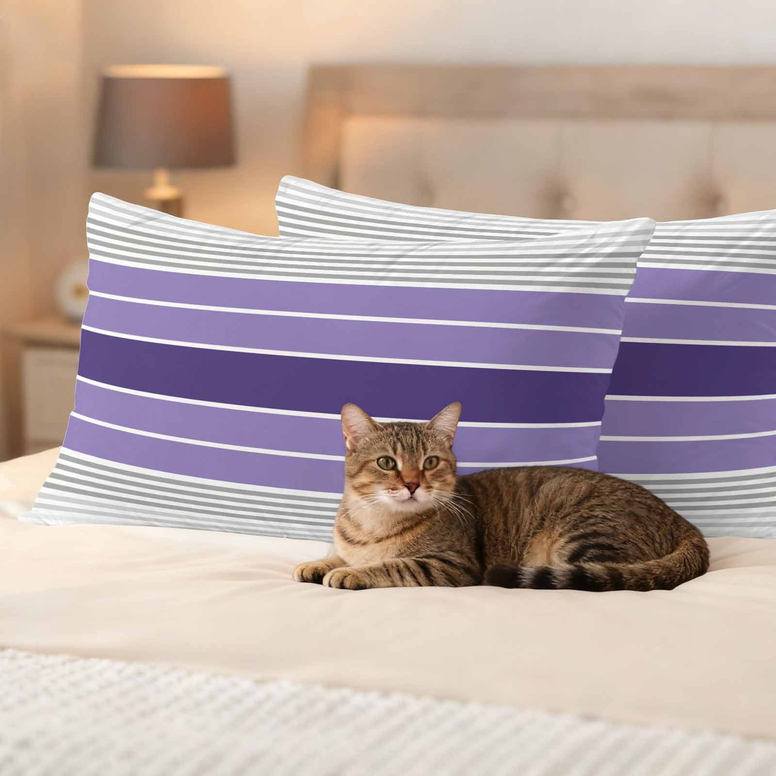 Purple Ombre Stripes Outdoor Waterproof Pillow Covers, Minimalist Gradient Lines Texture Decorative Rectangle Throw Pillowcase Sofa Cushion Sham for Patio/Couch/Chair, 20"x12" 2 Pack