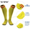 thumbnail image 3 of Lian LifeStyle Boy and Girl 2 Pairs Knee High Sports Socks for Baseball/Soccer/Lacrosse XS Yellow, 3 of 5