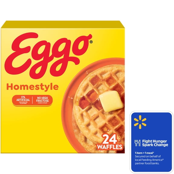 Eggo Homestyle Waffles, Breakfast Food, 29.6 oz, 24 Count (Frozen)