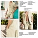 thumbnail image 5 of Conjunto de camisa de lino de algodón de manga corta para hombre, traje informal con botones, transpirable para la playa, color beige M, 5 of 6