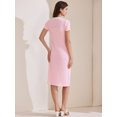 thumbnail image 4 of DARING DIVA Striped Ribbed Knit Short Sleeve Midi Dress XS Pink, 4 of 6