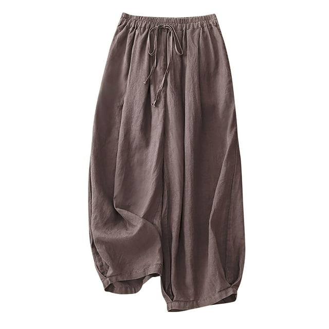 Chbgutlmr Lounge Pants for Women Elastic Waist Drawstring Ruched Wide Leg Casual Beach Vacation Trousers