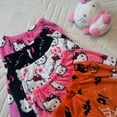 thumbnail image 3 of Pantalones de pijama de franela de gato Kt para mujer, ropa de casa informal cálida, pantalones de Graffiti, Halloween, Hello Kitty, calabaza, fresco, otoño, 3 of 4