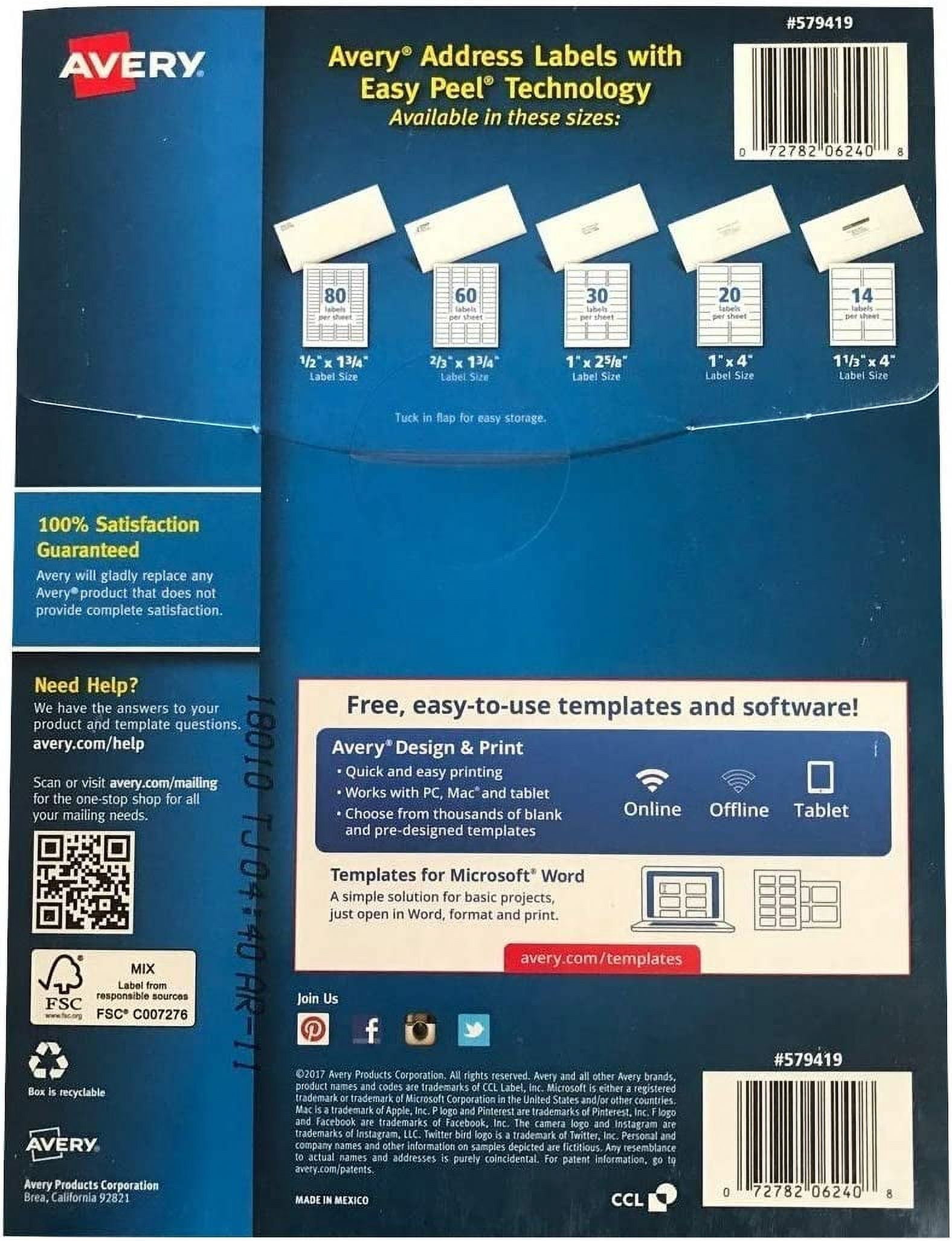 Avery Easy Peel White Address Labels for Laser Printers 4200 Count