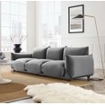 thumbnail image 2 of Sofa, Velvet, Grey Gray, Modern Contemporary Urban Design, Living Lounge Room Hotel Lobby Hospitality, 2 of 7