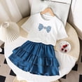 thumbnail image 2 of Little Girls Clothes Summer Outfits Solid Short Sleeve Shirt Top Loose Ruffle Shorts 2 Piece Clothing Sets Size 7-8T, 2 of 8